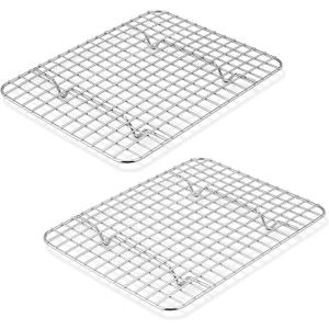 P&P CHEF 9.75 Inch Cooling Baking Rack Set of 2, Stainless Steel Grid Cooking Racks for Roasting Drying Grilling, Oven & Dishwasher Safe, Heavy Duty & Healthy
