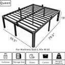 ROIL 18 Inch Queen Bed Frame with Rounded Corner and Headboard Hole Mattress Retainers 3500LBS Metal Heavy Duty Steel Slats No Box Spring Needed Platform Noise-Free Easy Assembly