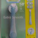 Gillette Venus Extra Smooth Razor for Women, Includes 1 Reusable Razor Handle + 4 Refills, 5-Bladed, Ergonomic No-Slip Gel Handle and Shower Holder