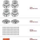 Semi Truck Hub Covers & Wheel Covers Kit - 2 Front + 4 Rear Axle Covers, 33mm Thread-on Lug Nut Covers, 10 Hole Removable Hub Caps/Wheel Caps, ABS Chrome Plastic.