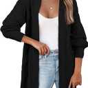 SHEWIN Cardigan Sweaters for Women Oversized Business Chunky Open Front Cable Knit Fall Outfits Trendy Clothing Soft Solid Color Boyfriend Winter Coat Black, Medium