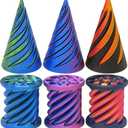 6Pcs Impossible Cone & Spiral Fidget Toy, 3D Printed Spiral Cone & Pyramid Passthrough Sculpture Toy for Adults (Conical + Cylindrical) (Orange & Green & Purple)