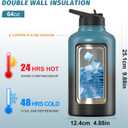 64oz Insulated Water Bottle (Cold for 48 Hrs),BPA Free&Leak Proof,Half Gallon Stainless Steel Water Flask,Water Jug with Straw Spout Lids for Gym,Hiking,Camping,Black Blue