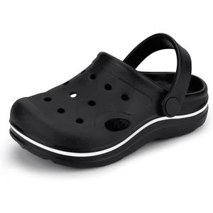 Toddler Girls Boys Clogs Classic Garden Shower Beach Pool Swim Slip on Sandals Slides Children Kid Cute Water Shoes, Size 24, (Black)