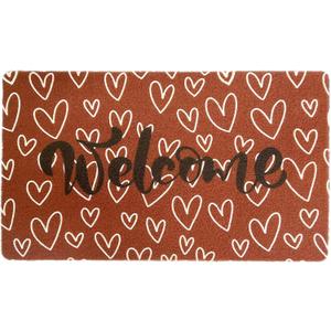 Valentine's Day Welcome Doormat Heart-Door-Mat with Anti-Slip - Valentines Outdoor Coir Front Door Mat Home Decor 17x29 Inch