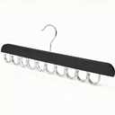 Bra Hanger for Closet Organizer, Wooden Tank Top Hangers with 20 Foldable Hooks, 360 Rotating Design, Space Saving Storage for Tank Tops, Bras, Scarves, Belts, Ties etc (2, Black)