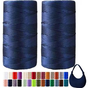 3mm x 540 Yds(2 x 270yd) Flat Ribbon Macrame Cord, Polyester Crochet Yarn, for Handbag Sun Hat Shoes Shopper Bag DIY Craft Projects, Adults Easy Starter Yarn for Knitting