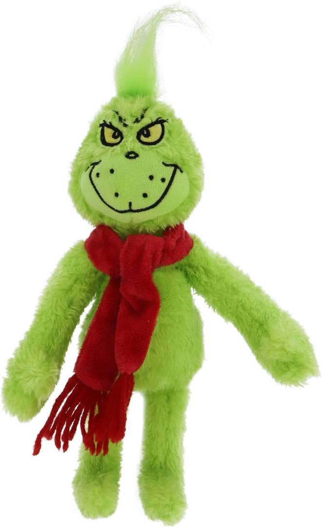 RELIGES 10" Green Christmas Monster Plush Toy  Soft Christmas Stuffed Animal Doll for Boys and Girls, Perfect for Christmas Decorations and Gifts (Red-B)