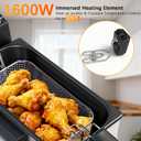 Deep Fryer with Basket, 1600W, 3L Small Deep Fryer with Oil Filtration for Home Use, Fryer Pot with Timer & Temp Control, Viewing Window, Stainless Steel, Fine Mesh Strainer, Oil Storage Container