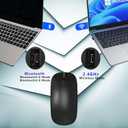 WREANU Wireless Bluetooth Mouse Rechargeable Laptop Mice with LED Lights Silent Slim Use(BT5.2 and 2.4G Portable USB) Dual Mode Computer Mouse for Laptop/iPad/Tablet/Apple/Computer/Mac (Black)