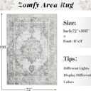 Area Rug 6x9 Vintage Rugs: Washable Indoor Medallion Rug Low Pile Distressed Floor Carpet Retro Accent Rugs for Living Room Bedroom Kitchen Dining Table Home Office(Grey, 6'x9')