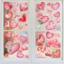 6 Sheets Red Pink Love Heart Window Clings Valentines Window Clings for Glass Windows Waterproof Electrostatic Cling Rose Bow Heart Window Stickers for Anniversary Store Mall Valentines Windows Decor