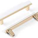 15 Pack Gold Cabinet Pulls White and Gold Cabinet Handles White Kitchen Dresser Drawer Cabinet Hardware for Cupboard 3-3/4inch(96mm) Center to Center