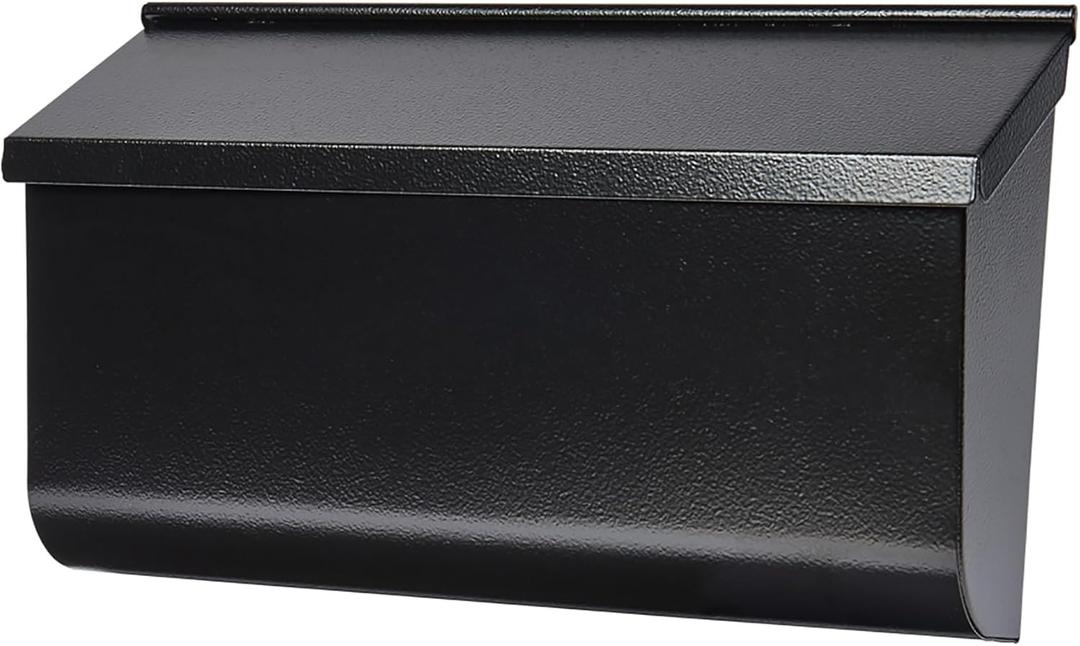 Architectural Mailboxes Woodlands Wall-Mounted Mailbox for Outside, Rust-Resistant Galvanized Steel Metal Medium Mail Box, Textured Black Modern Wall Mailbox