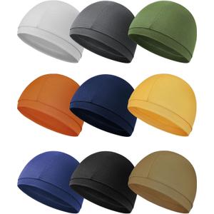9 Pcs Cooling Skull Cap Camo Liner Sweat Wicking Lightweight Cycling Cap Running Hat for Men Women (XXXL)