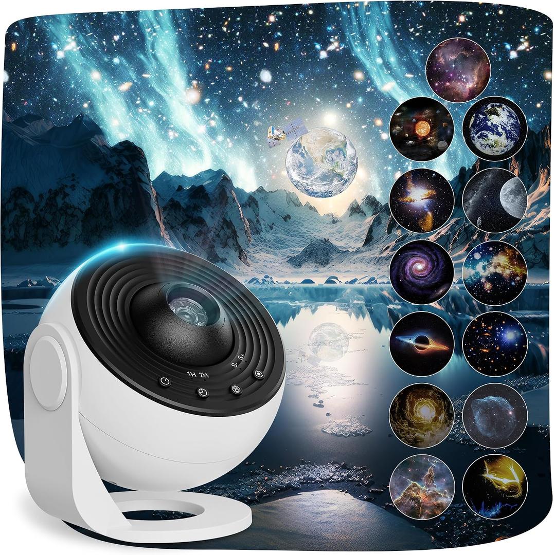 Planetarium Projector Pro for Bedroom, 13 in 1 Star Projector Galaxy Light, Ceiling Night Light Milky Way Mood Lighting with Timer, LED Space Galaxy Lamp Bedroom Room Decor for Adults Kids - White