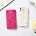 NITITOP Compatible with iPhone 12 Case Cute Rose Floral Flower for Women Girls with Wrist Adjustable Hand Strap Kickstand Grip Holder Soft TPU Slim Protection Phone Cover - Rose Red