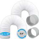 2 Pack 5.9 Inch Portable Air Conditioner Hose with Coupler Exhaust Vent AC Hose Connector with Tube Connector Total 118" Length Counter-Clockwise Thread Universal Replacement Hose/Coupler