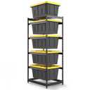 27 Gallon Tote Storage Rack, Heavy-Duty Storage Bin Rack Organizer, 5-Tier Standing Storage Bin Shelves, 250 lb Capacity, Maximize Space for Garage, Warehouse, Utility, 2 Pack Pro(Totes Not Included)