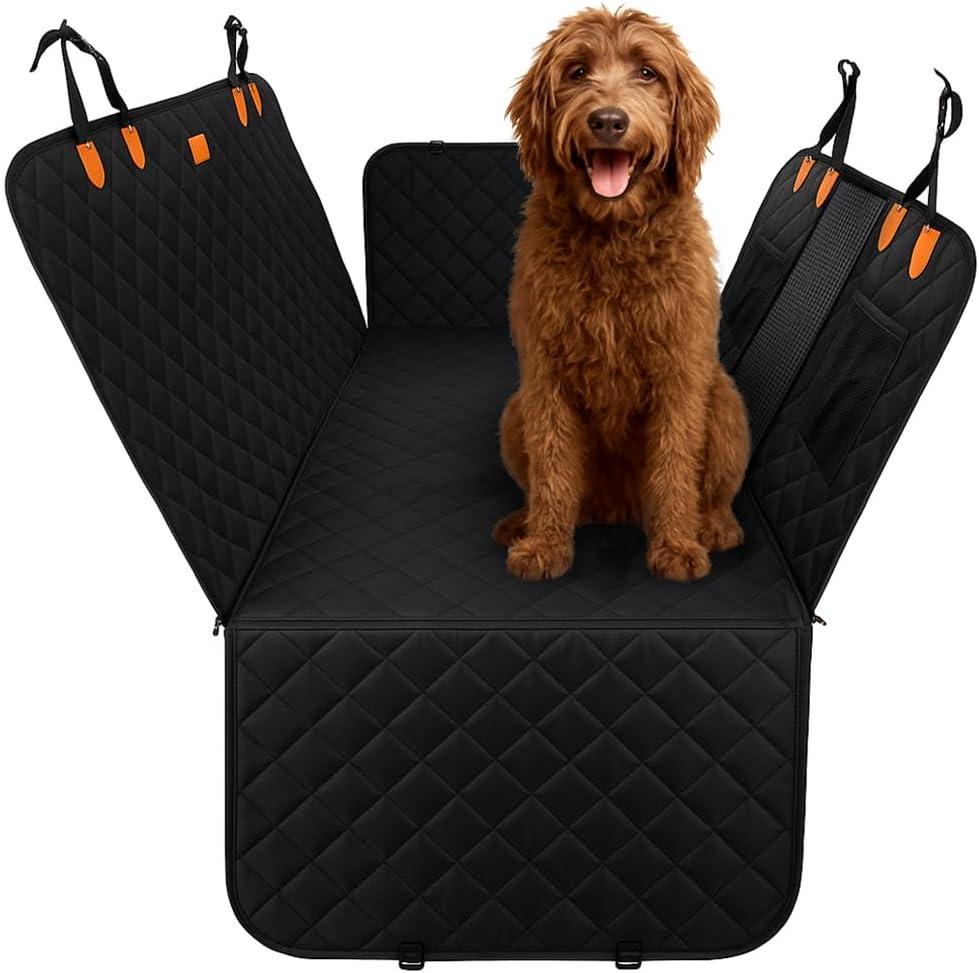 Ruff & Stuff Dog Car Seat Hard Bottom Cover for Back Seat Up to 170lbs | Waterproof Scratch-Resistant | Universal Fit for All Vehicles (Black)