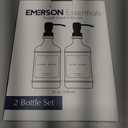 Emerson Essentials Soap Dispenser, Dish Soap Dispenser, Soap Dispenser Bathroom Set, Hand Soap Dispenser, Kitchen Soap Dispenser Set, Glass Soap Dispenser with Pump and Labels | 16 Oz, 2-Pack (Black | Black)
