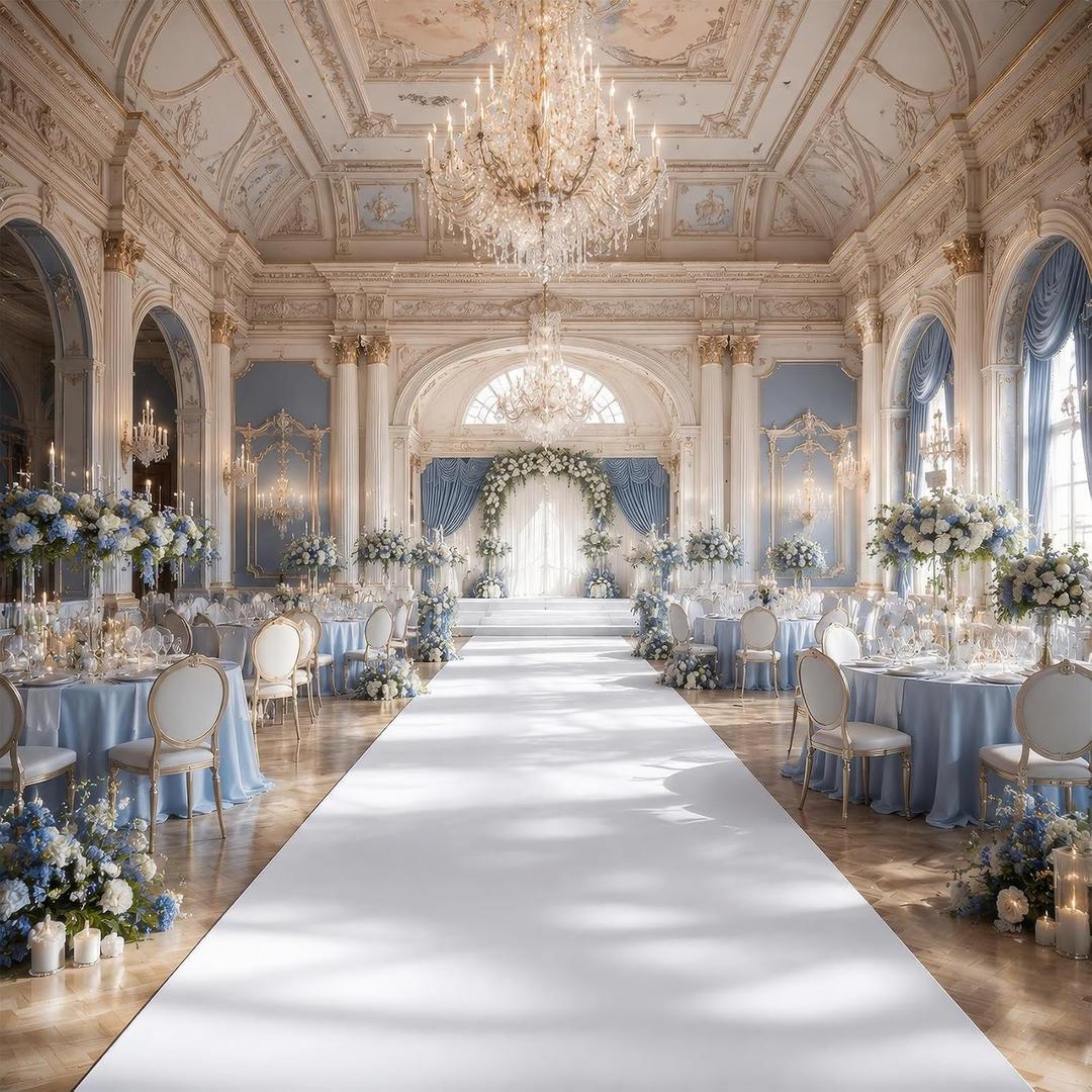 4ftx15ft White Carpet Runner for Wedding,350GSM Thickening Felt
Aisle Runner for wedding Ceremony Anti Slip Fabric, Great for Outdoor Prom, Parties,A roll of professional double-sided tape