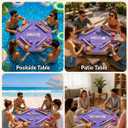 32 Inch Mahjong Table Foldable, Folding Game Table with Cup Holders, 31.5x31.5 Inch