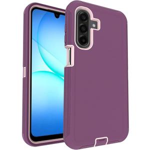 Aliruke for Samsung Galaxy A17 5G Case, 3-Layer 16ft Drop Protection, with Dustproof Port Cover, Full-Body Non-Slip Shockproof, Rugged Heavy Duty Phone Case, Purple Red