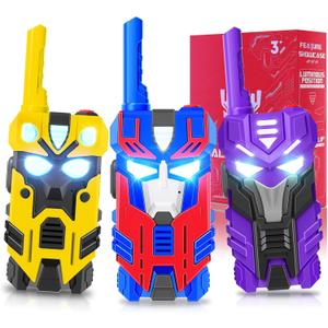 Transform Toys Walkie Talkies for Kids, 3 Pack with Cool Light-Up Eyes & 2500 FT Range, Outdoor Camping Toys, Birthday Gifts for Boys Girls Ages 3-12