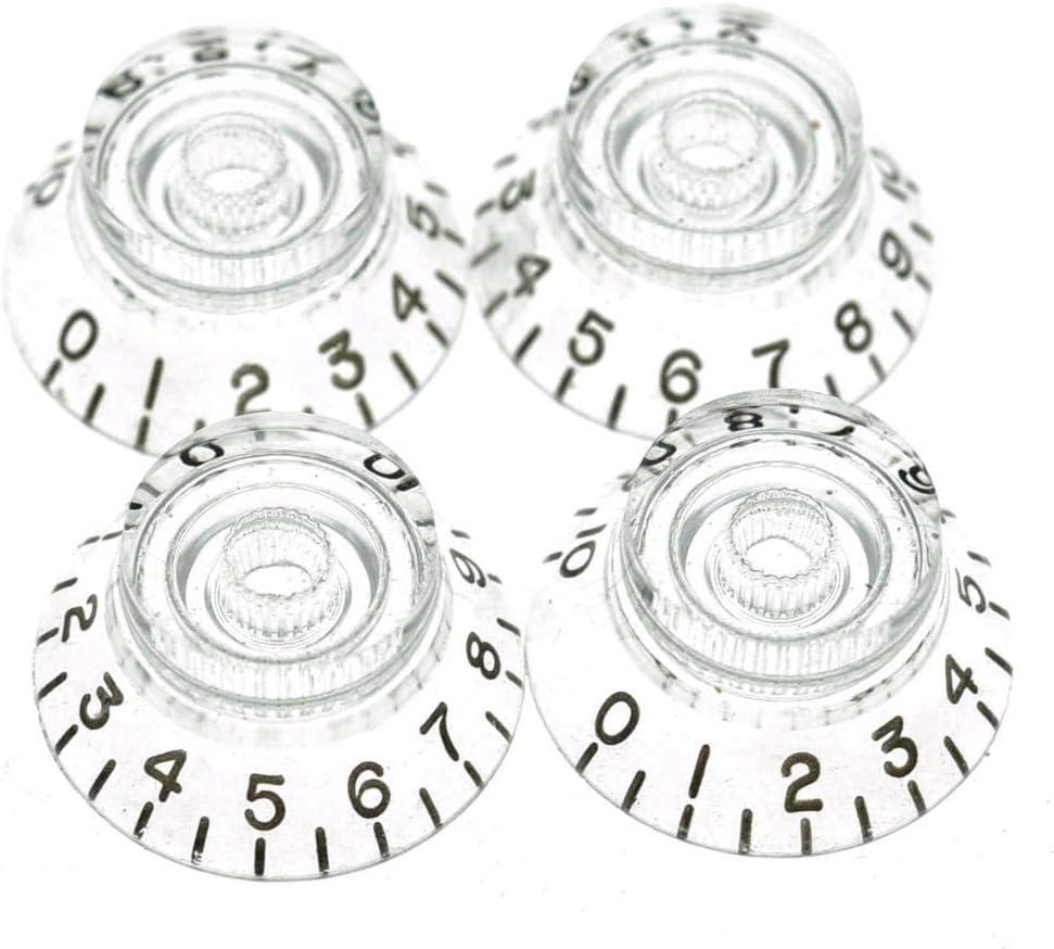 Dopro 4pcs USA(Imperial) LP Guitar Bell Knobs 24 Fine Splines Top Hat Knobs for USA Les Paul with CTS Pots Clear (Pack of 4, Clear-1)