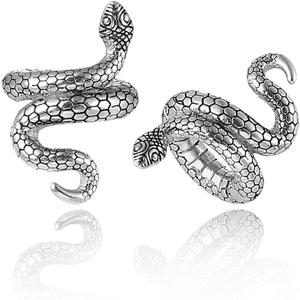 2 PCS Snake Ear Weights Lobes Clip Plugs Gauges, Hypoallergenic 316 Stainless Steel Tunnels for Body Jewelry Women Men (Silver for Ear Lobe in 6G (4mm) or Larger)