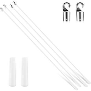 Bokon 4 Pcs Blinds Wand Replacement with Hook and Handle White Fiberglass Long Vertica Blind Wand for Windows Curtain Door Shades Opener Accessory (36 Inch) (36 Inch)