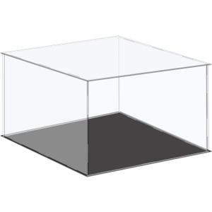 MECCANIXITY Acrylic Display Case Plastic Box Cube Storage Box Clear Small Assemble Dustproof Showcase 16.1x16.1x8 Inch for Collectibles Items
