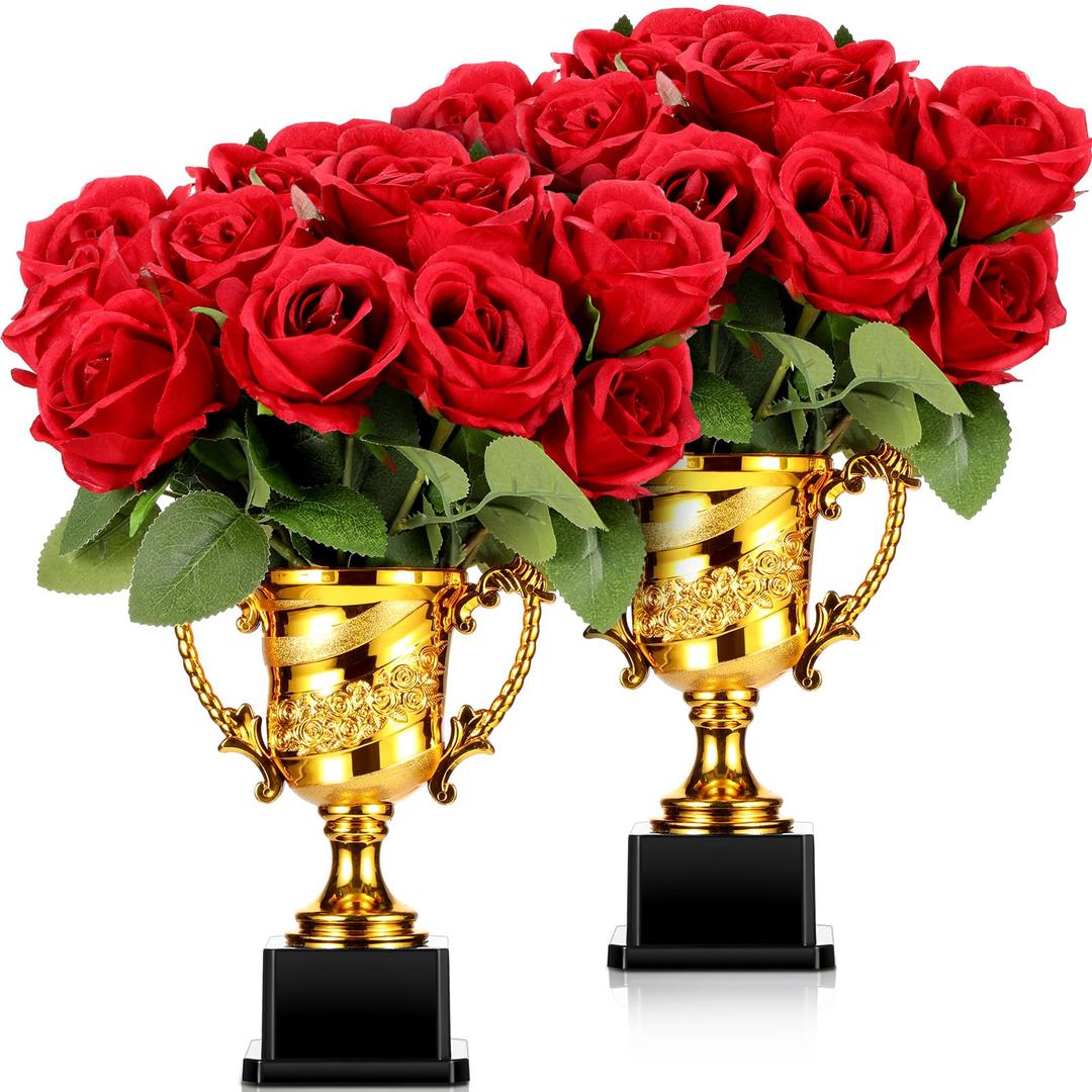 Roshtia 14 Pcs The Roses Table Centerpieces for Derby Day Party Decoration 2 Sets Horse Racing Party Supplies for Horse Birthday Party Rose Themed Party Table Decor