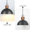 Black Pendant Light, 11.8" Hammered Metal Ceiling Hanging Light Fixture,Solid Wood Dome Pendant Lighting,Modern Industrial Chandelier for Kitchen Island, Dining Table, Restaurant, Farmhouse, Hallway