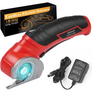 Christmas Stocking Stuffers for Men Gifts, Cardboard Cutter Cordless Electric Scissors, 4V Electric Box Cutter Cardboard Recycling, Rechargeable Carpet Cutter Tool with Self-Sharpen Blade for Plastic (Ruby Red)