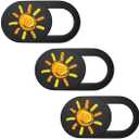 SIREG Webcam Cover Ultra Thin - Web Camera Cover fits Laptop,Tablet,PC,Computer, Smartphone, Protect Your Privacy and Security,Strong Adhesive (Sun-Black & 3 Pack)