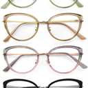 Cat Eye Reading Glasses for Women, Retro Fashion Blue Light Readers for Women with Portable Case, UV Protection, +2.00