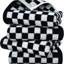 Jacquotha Black and White Hand Towels 4 Pack, Cotton Decorative Bathroom Hand Towels & Checkered Kitchen Decor, 13" x 29"