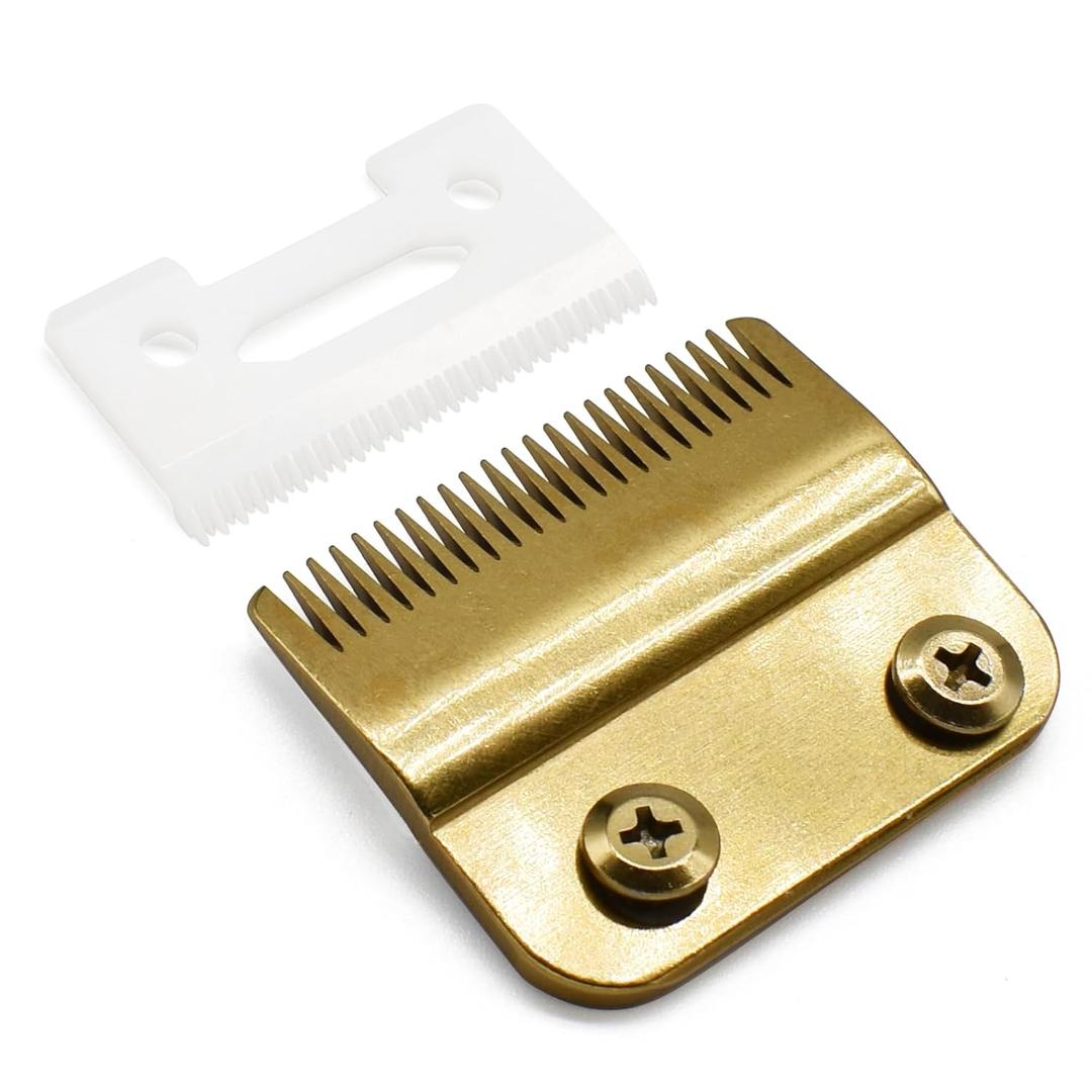 Professional 2-Hole Stagger Tooth Replacement Blades Set #2161, Compatible with Wahl 5 Star Series Cordless Magic Clip Hair Clipper (Gold)