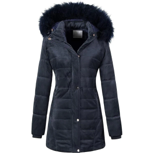 Chrisuno Girls Velvet Puffer Jacket Navy, Size 6-7 US