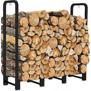 Gardeny 4 Ft Adjustable Heavy Duty Fire Wood Firewood Log Rack with Cover, Waterproof 600D Oxford Fabric Cover, Wood Rack and Cover Combo Set Outdoor wood Stacking Log Holder, All Weather Protection