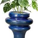 Ceramic Pots for Plants - 11 Inch Ceramic Planter with Drainage Hole, Unique Planters for Indoor Outdoor, Large Decorative Flower Pot, Home Office Room Decor, Gifts for Plants Lover, Blue