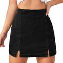 Floerns Women's Casual Split Hem High Waist Denim Skorts Skirt Shorts, Black, Medium
