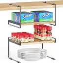 SpaceAid Cabinet Shelf Organizers 2 Pack, Kitchen Counter Organizer Rack Under Shelves Riser, Pantry Cupboard Storage Organization, Metal and Wood, Black and Natural, 13" Wide