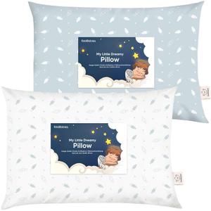 KeaBabies 2-Pack Toddler Pillows 2 Year Old to 5-13x18 Soft Organic Cotton Kids Pillow for Sleeping, Travel, School, Daycare, Nap, Toddler Bed, Machine Washable, Without Pillowcase (Spacecrafts)