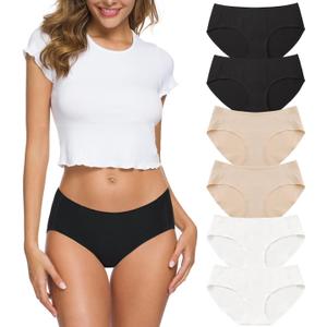 Wealurre Cotton Bikini Women's Breathable Panties Seamless Comfort Underwear (Large, B2/W2/A2)
