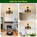 Vintage Rustic Ceiling Fan with Lights and Remote, Black Fandelier, D17.7"