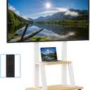 Rolling TV Stand for 32-80 Inch TVs, Mobile TV Cart with Power Outlet, Outdoor TV Stand with Wheels, Portable tv Stands for LCD OLED 4K Flat/Curved Panels Max VESA 600x400mm (Maple)