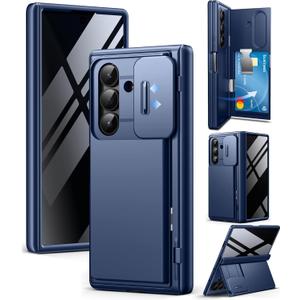 TONGATE Wallet for Z Fold 7 Case with Privacy Screen Protector, [4-Card Holder][Anti Spy] Built-in Large Stand & Slide Camera Cover Z7 Shockproof Phone Case for Samsung Galaxy Z Fold 7 2025 8", Blue